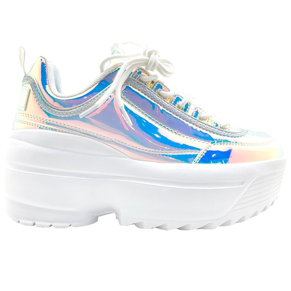 NEW Berness - LILY 5005 Cosmic Trance Holographic Platform Sneakers